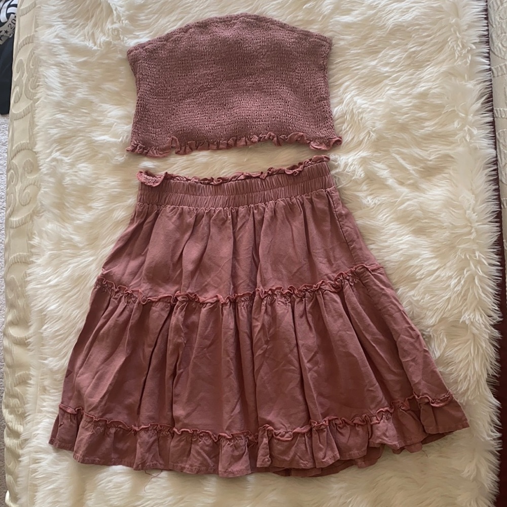 Mauve matching set skirt and top Zaful